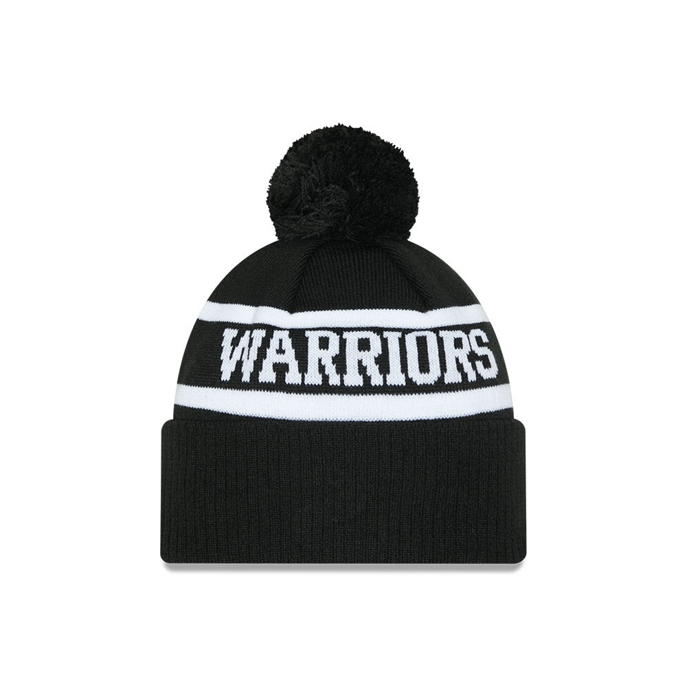 New Zealand Warriors Beanie - 2025 NRL Black White Pom Knit - New Era